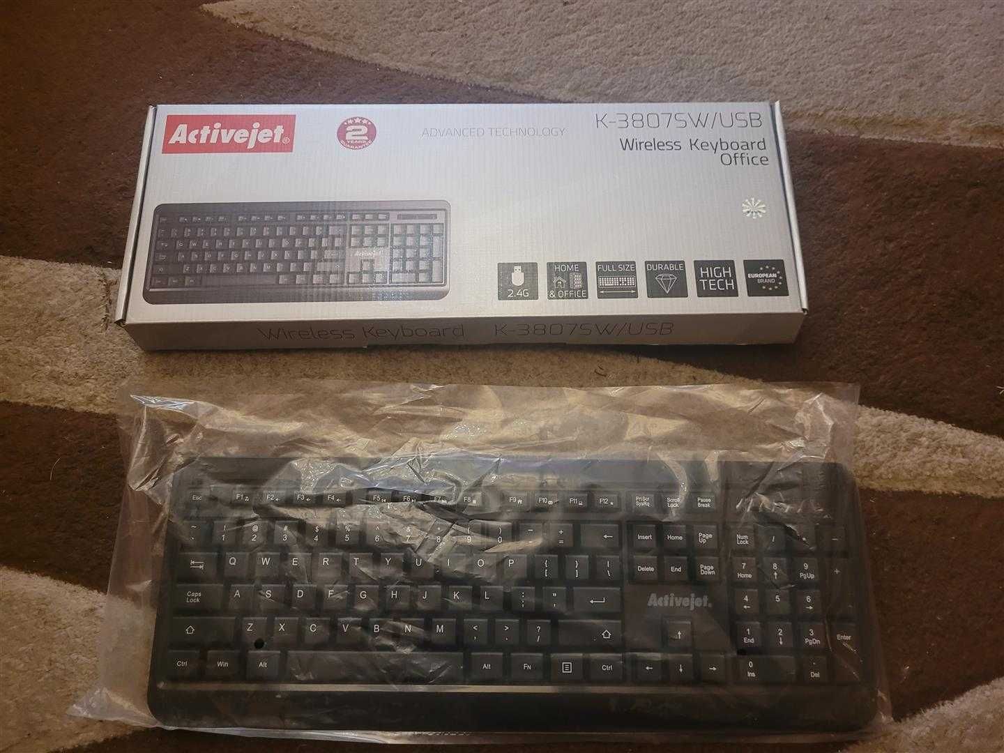 Bezprzewodowa Klawiatura Activejet - Komplet, USB, Sprawna, Jak Nowa