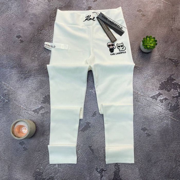 KARL LAGERFELD ЛЕГИНСЫ Женские лосины белого цвета премиум Карл бренд