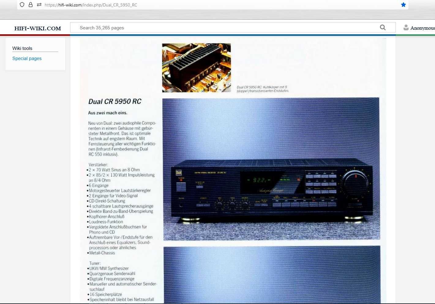 Якісний аудіофільський стерео ресивер Dual CR5950RC (Rotel)