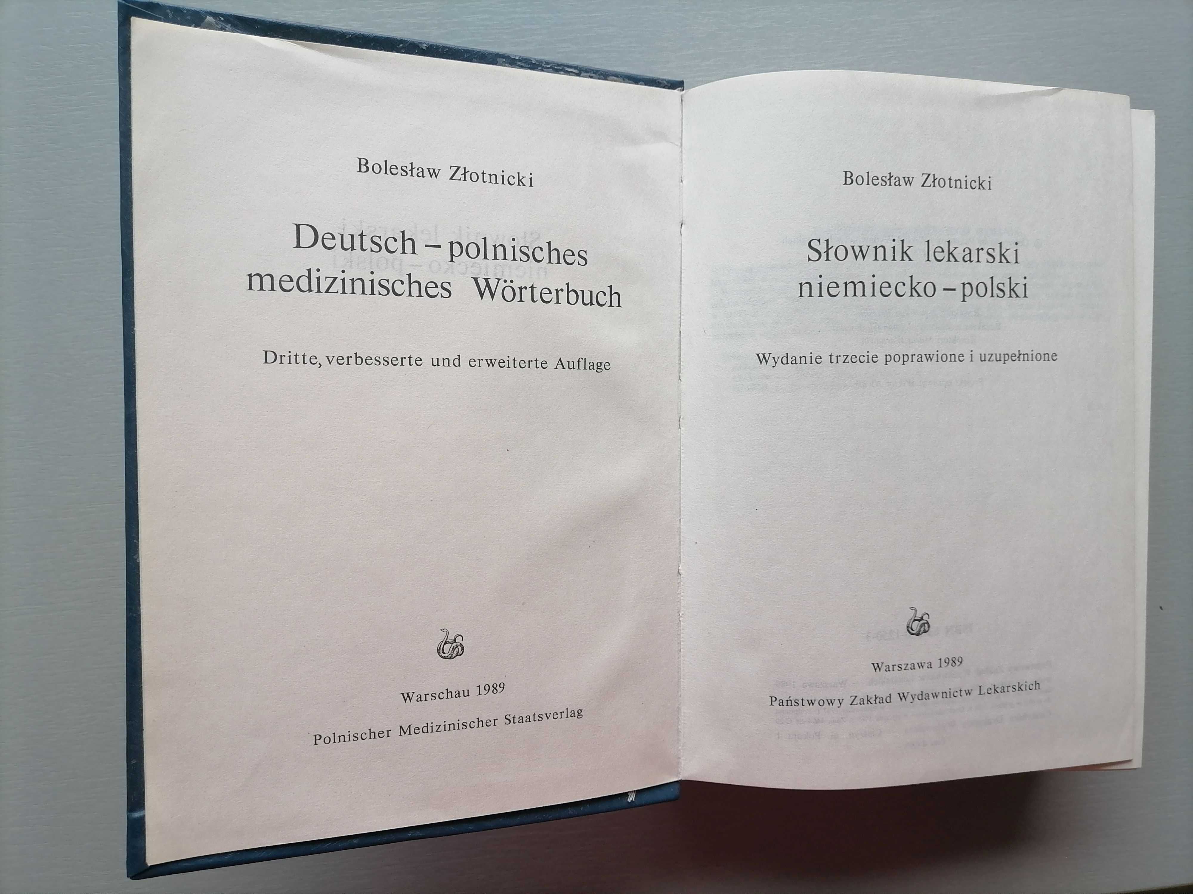 "Słownik lekarski niemiecko-polski" Bolesław Złotnicki