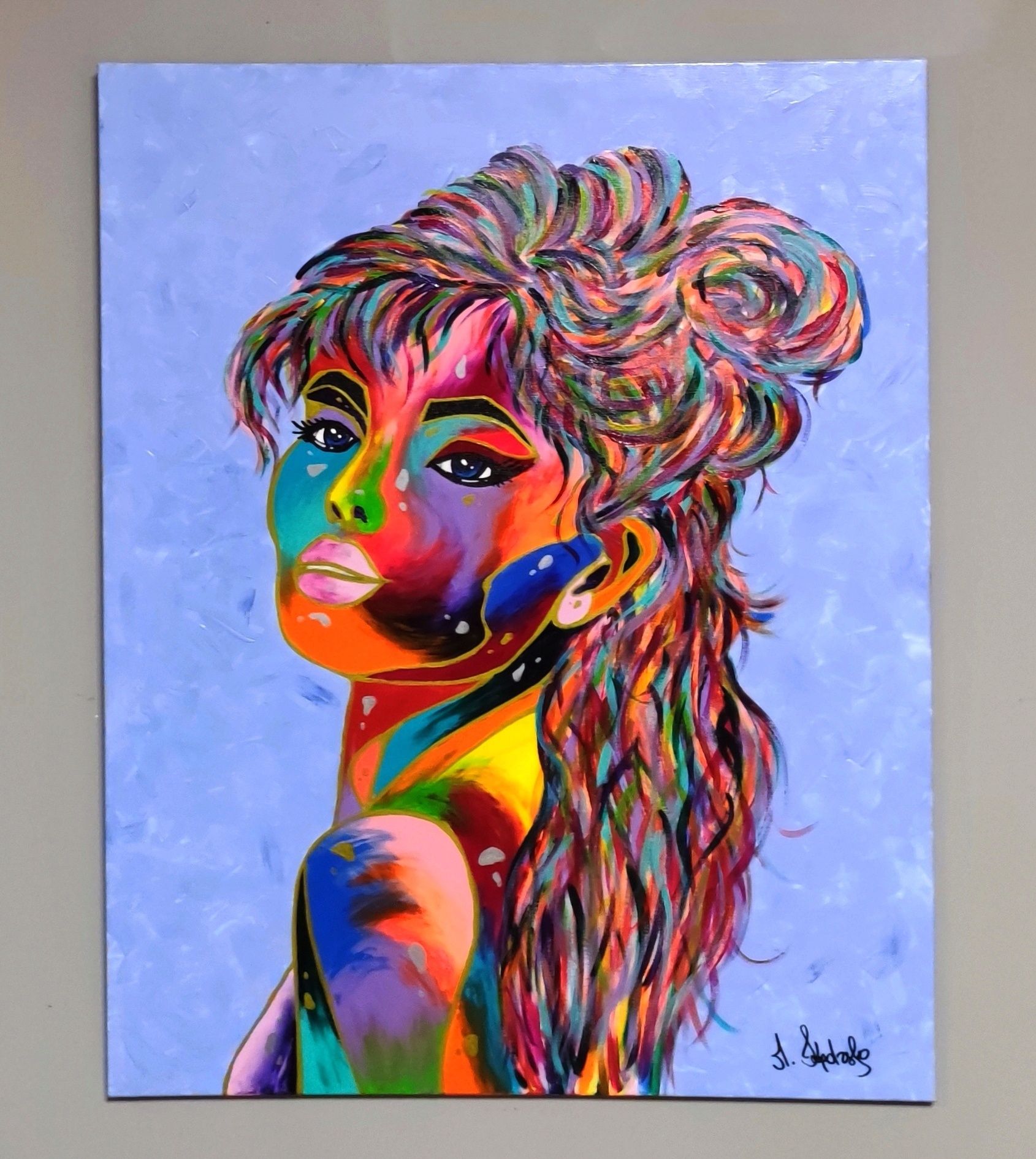 Obraz  Kolorowa dziewczyna  80 x 100 cm.