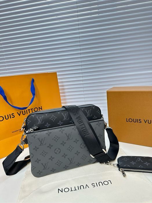 Сумка LOUIS VUITTON trio 3v1 кожаная мужская унисекс monogram серая