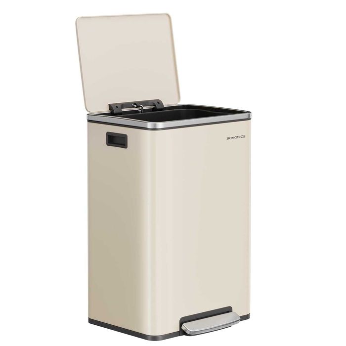 Kosz na śmieci 50L kremowy jedna komora wiadro wewnętrzne WADA