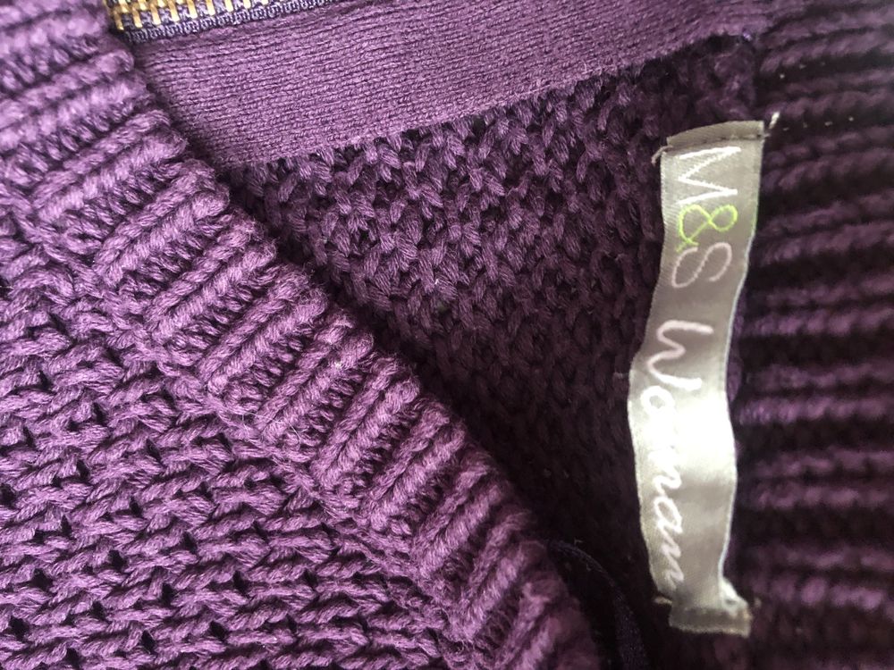 M&S r.M L śiczny bawelniany fioletowy/śliwkowy sweter