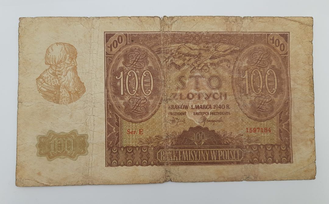 Stary Banknot kolekcjonerski Polska 100 zł 1940