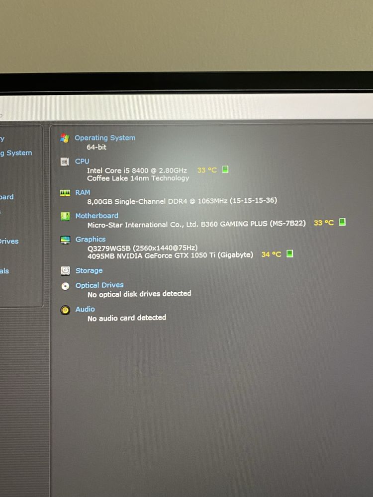 Komputer stacjonarny i5-8400 GTX 1050Ti 8GB RAM SSD MSI