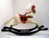 Cavalo Branco 30 cm Madeira Baloiço Vintage Antigo Coleção