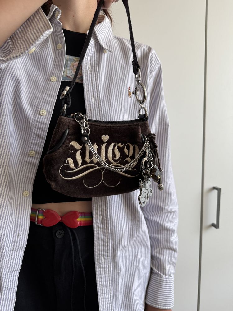 Juicy Couture mini velour handbag torebka bling pluszowa