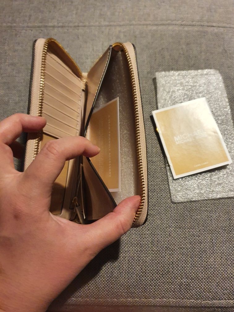 Nowy oryginalny portfel Michael Kors Jet Set skórzany soft pink