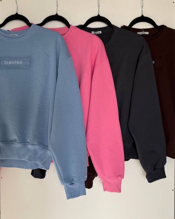 Женская теплая кофта свитшот Bulochka вышивка 42-46 петля ТУРЦИЯ S-M