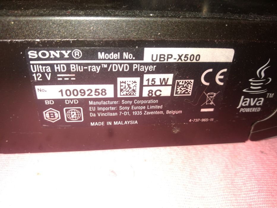 SONY model UBP-X500 4K