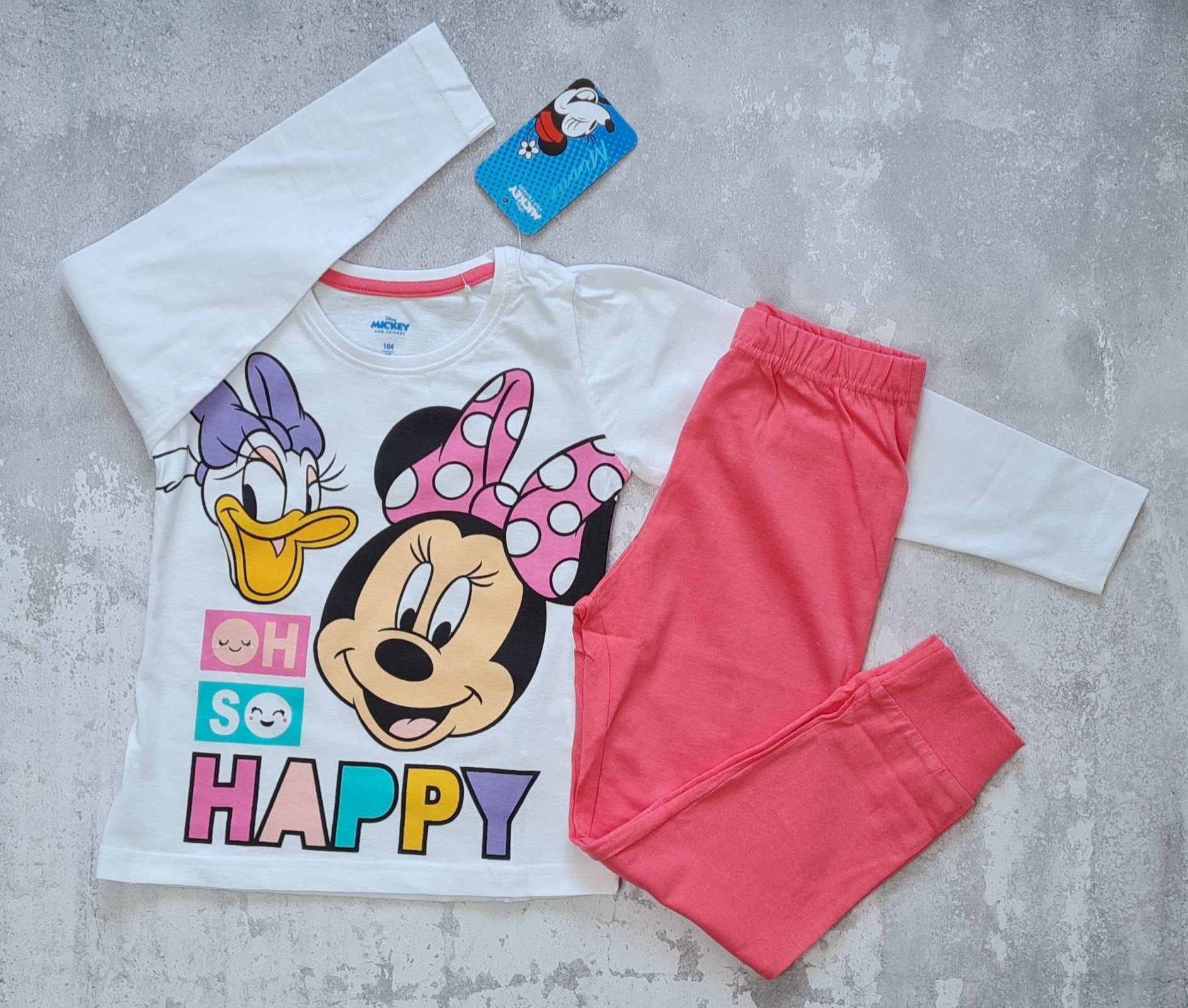 Disney piżama myszka minnie biała/różowa 104cm