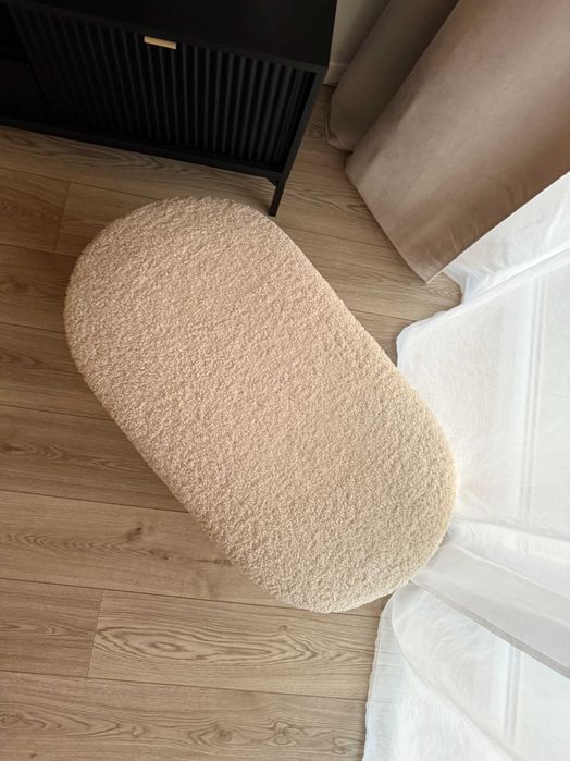 Pufa OREBO 84x45 naturalna biel/tkanina pluszowa