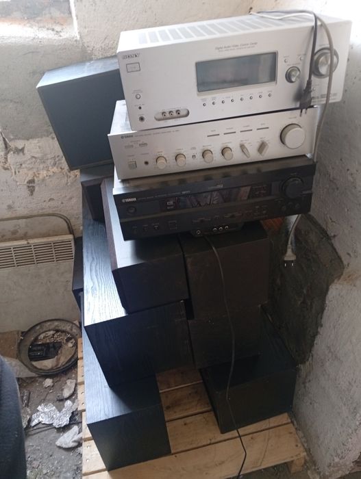 Wzmacniacze Sony  Yamaha plus głośniki jvc heco subwoofer aktywny