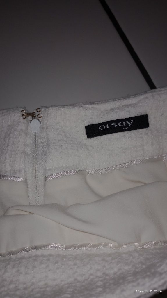Piękna spódnica Orsay z paskiem nude bawełna 36