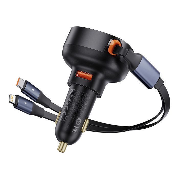 Ładowarka samochodowa Baseus USB-A z kablem USB-C / Lightning 60W