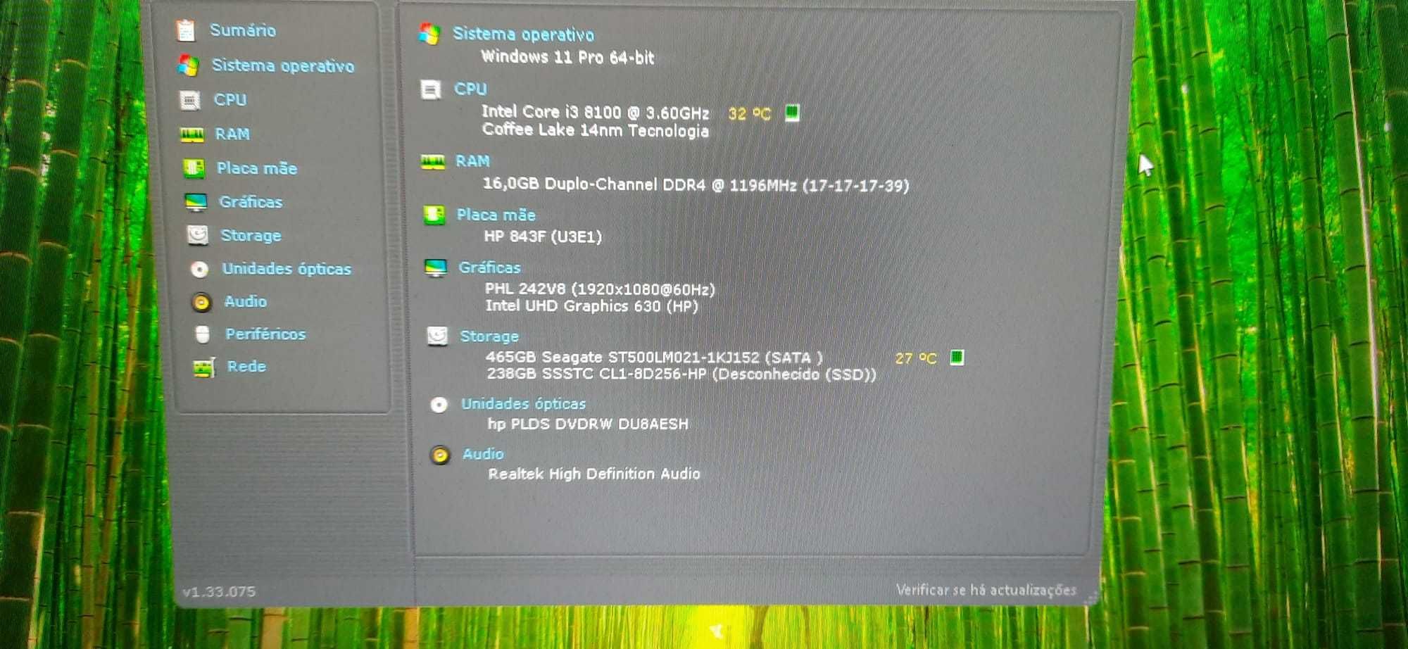 Pç HP Pro 290G1 8ªG|i3.8100-3.6G|16G-Ram|NVMe256+HD500|TPM2.0|HDMI|W11