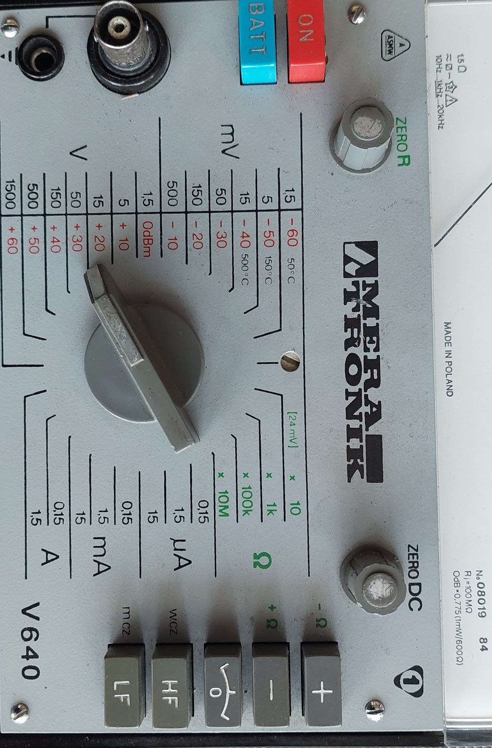 Miernik Mera Tronik Meratronik V640 PRL