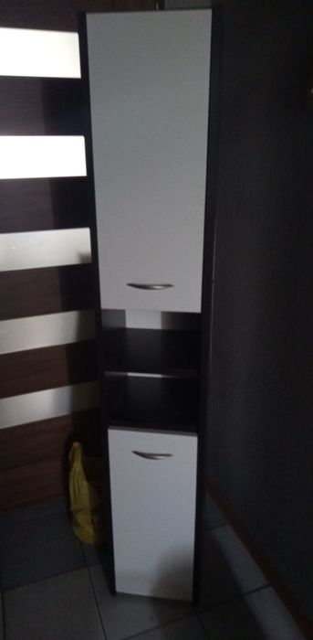 Szafka łazienkowa słupek wenge/biały