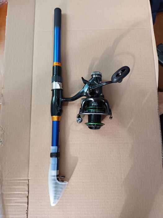 Wędka teleskopowa 3m z kołowrotkiem z wolnym biegiem nowa