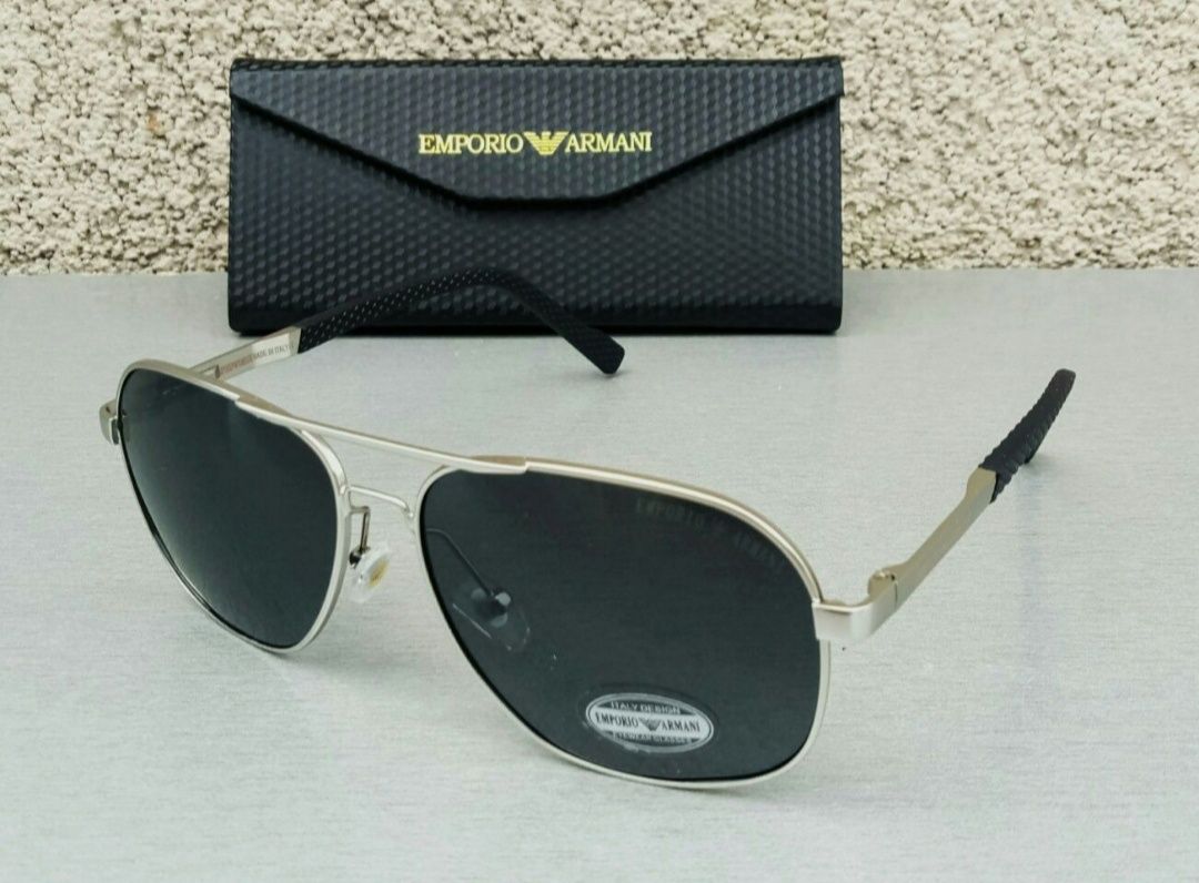 Emporio Armani очки мужские классика черные в серебр металле в мешочке