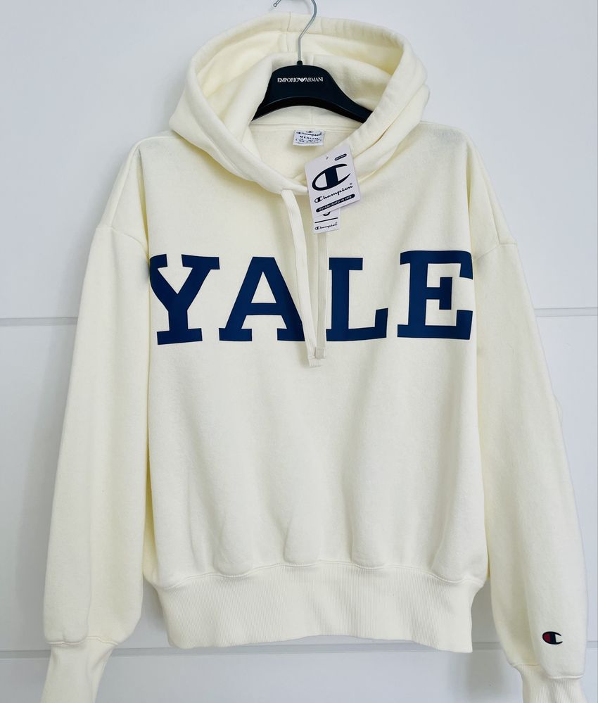 Champion Bluza z kapturem Hoodie Yale College cream off-white M 38 40