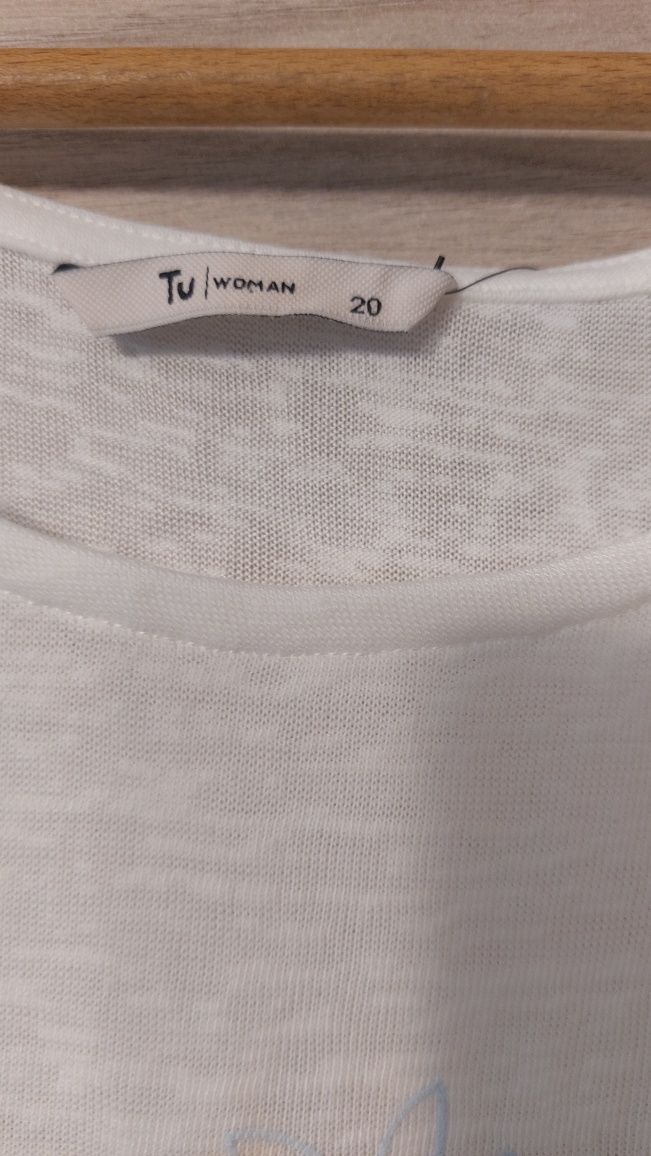 Nowa z metką koszulka bez rękawów biała letnia z kwiatami I motylami T