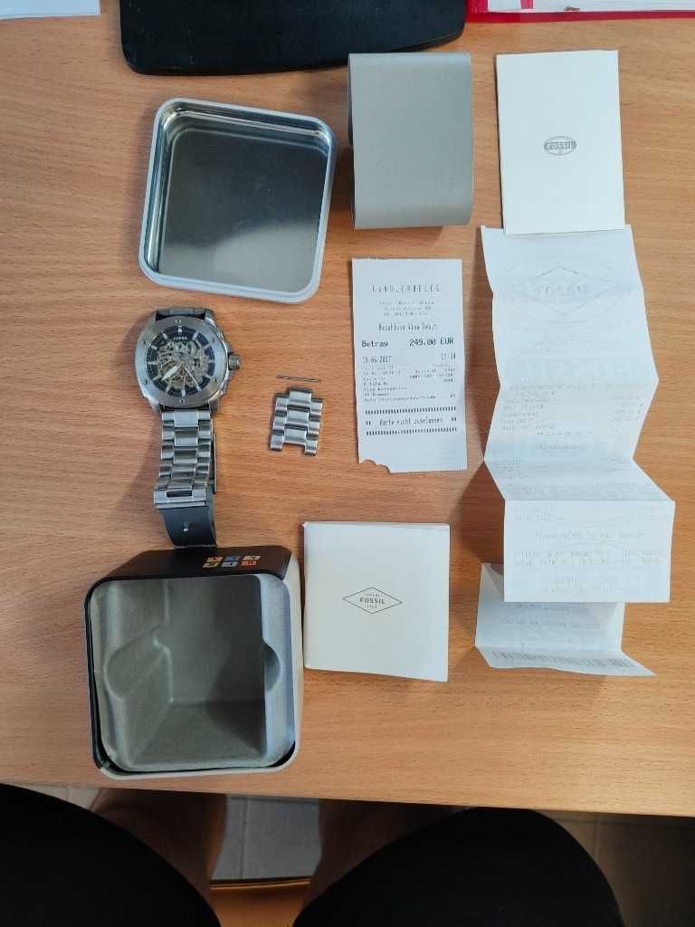 Fossil ME3081 nowoczesny męski zegarek automatyczny półszkielet