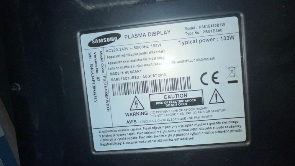 Telewizor plazmowy 3D Samsung 51 cali!