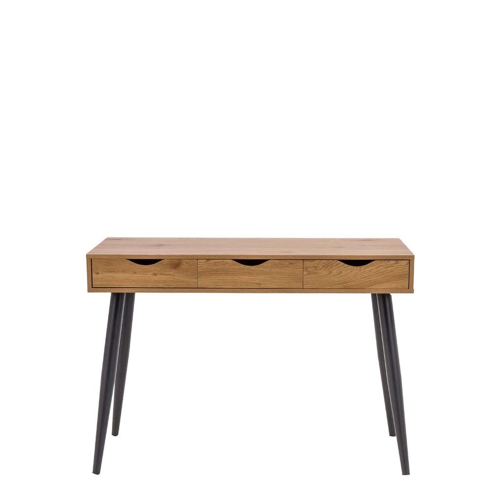 Biurko Exeter trzy szuflady toaletka dąb/czarne LOFT