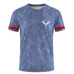 T-shirt fitness oddychający, niebieski we wzory, S