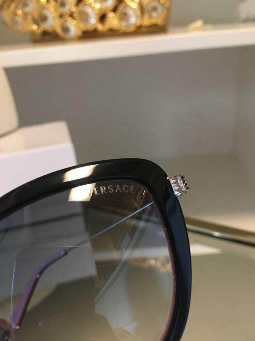 Oryginalne okulary Versace czarne damskie kocie torebka pudelko