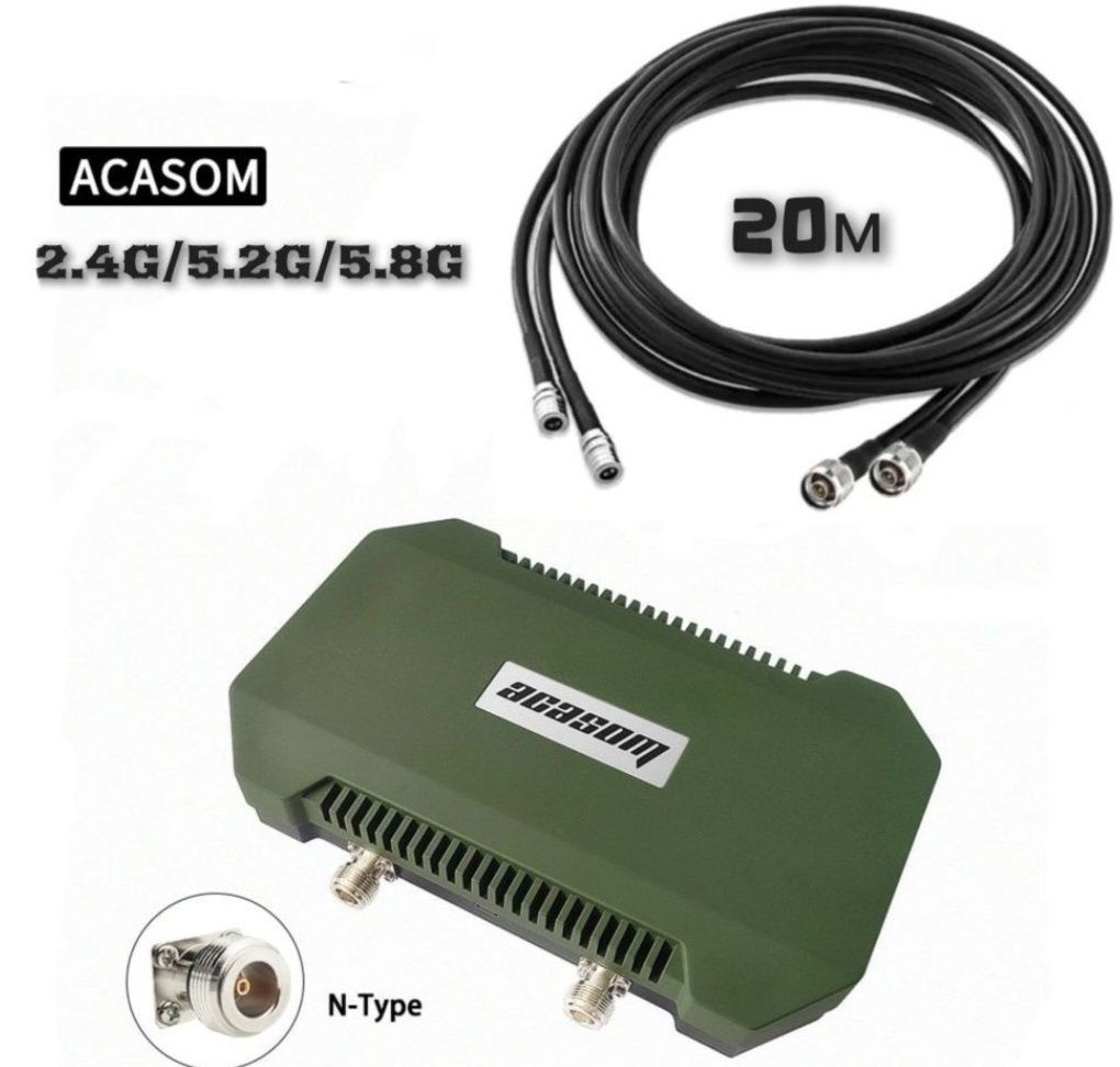 КОМПЛЕКТ Антенна усилитель ROC-4 N-Type 2.4G/5.2G/5.8G+Кабель RG-8 20m