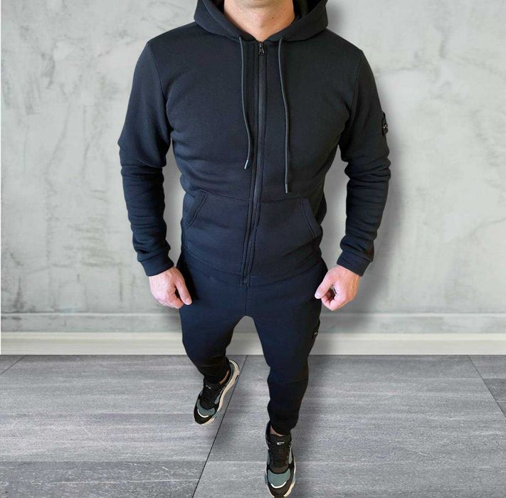 Зимовий чоловічий спортивний комплект (куртка+костюм+шапка+баф)