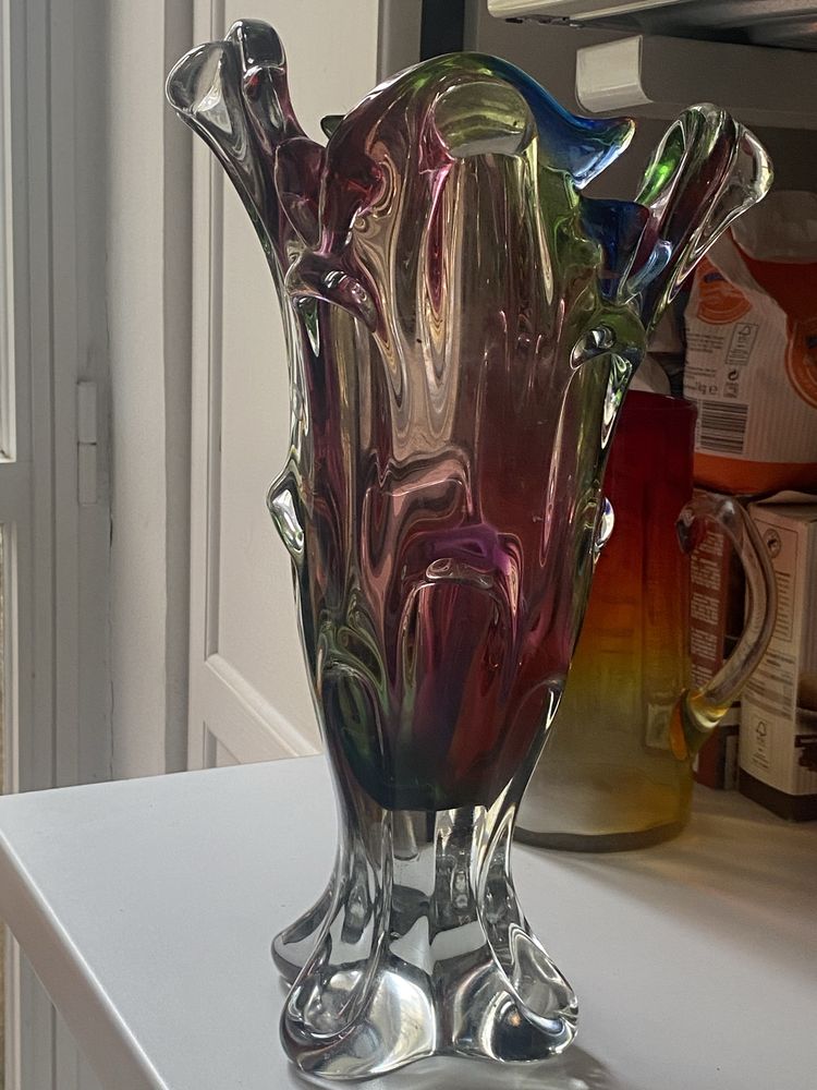 Vaso floreira Lead Crystal Multicolor (anos 80)