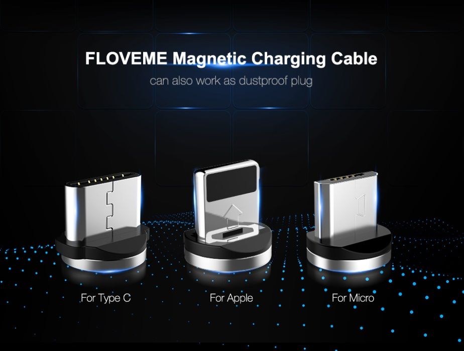 Kabel Magnetyczny LED microUSB,USB Type-C, iPhone