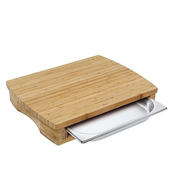 Deska do krojenia z tacką Zassenhaus, bambus/stal nierdzewna, 46 x 35