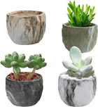 Coolty 4 szt. mini ceramiczne doniczki na sukulenty, 8,5 cm marmurkowa