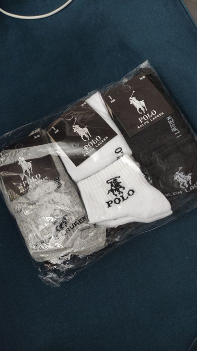 12 par skarpetek Ralph Lauren białe czarne szare 36-40 damskie męskie