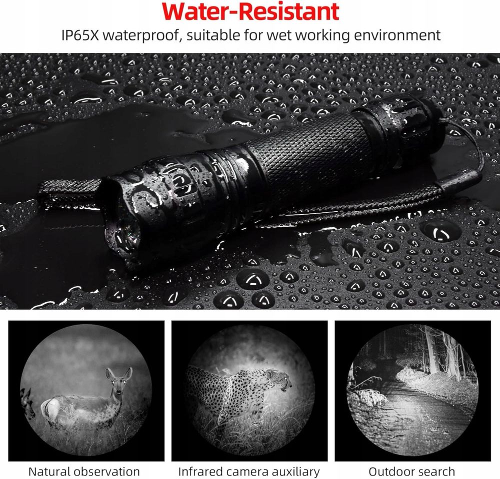 Latarka na podczerwień Night Vision 850 nm LED, 10 W, 501BX