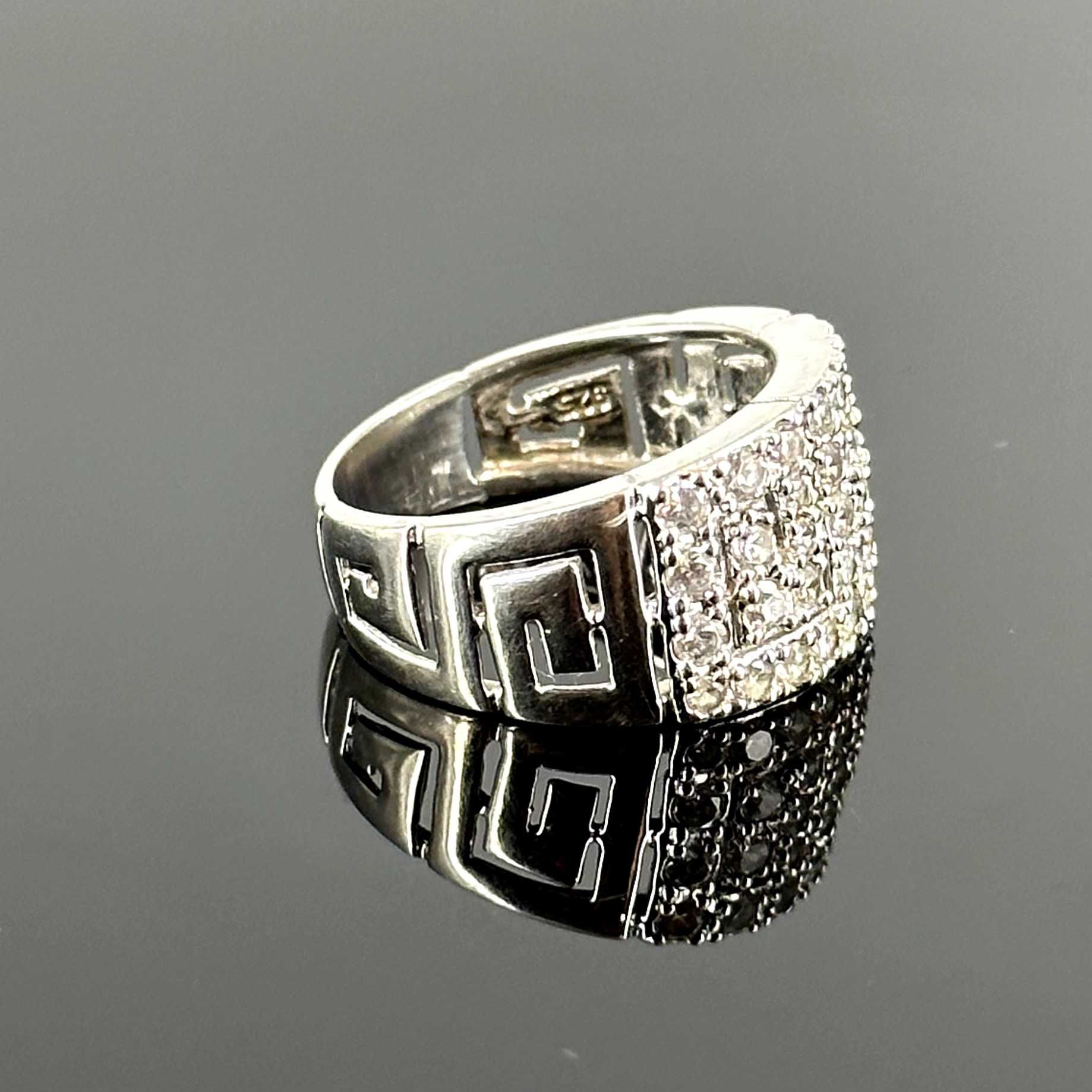 Srebro - Srebrny pierścień wzór Versace z Cyrkoniami - próba 925