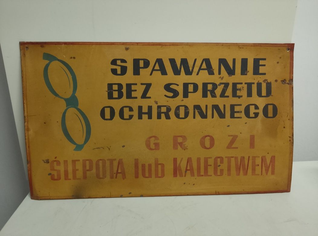 Tablica informacyjna BHP prl oryginał blaszana