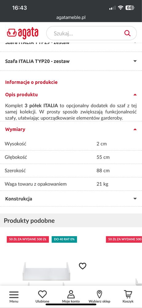 Półki biale italia