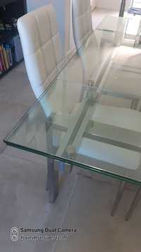 Mesa de jantar em vidro temperado