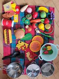 Drewniane zabawki dla dzieci jedzenie duży zestaw garnki