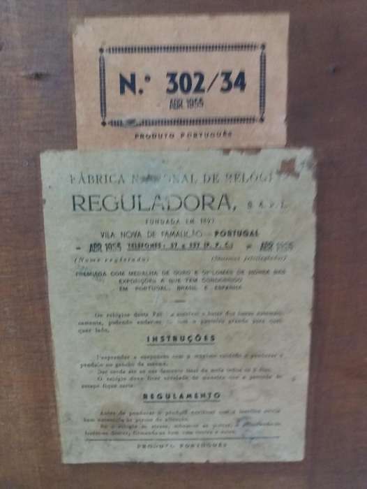 Relogio Reguladora, parede 1955