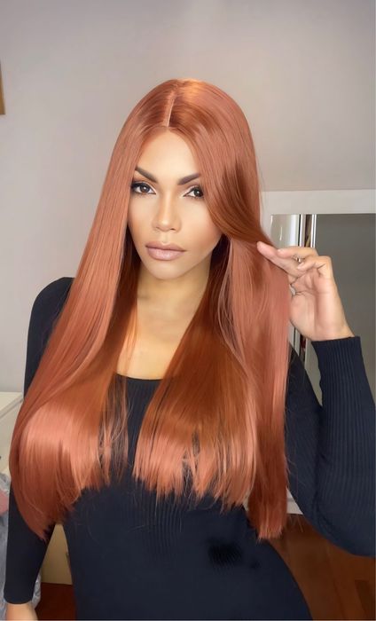 Lace wig ruiva lisa