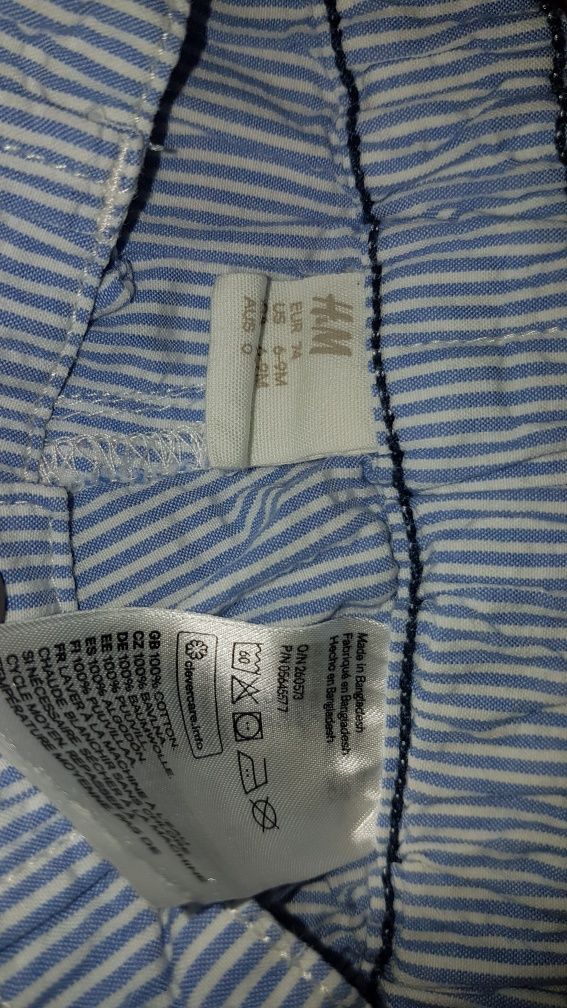 Niebiesko-białe krótkie spodenki szorty H&M rozmiar 74