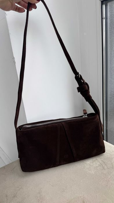 Замшева коричнева жіноча сумка