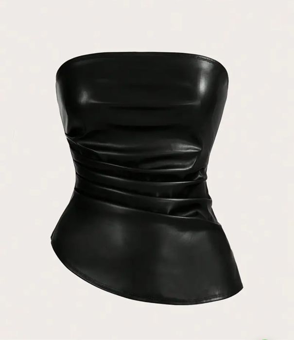 Бордово чорний  шкіряний топ хс С розмір